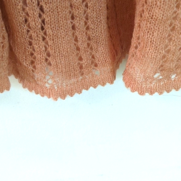 Lillie by James Coviello Blush Satin Tie Pointelle Cardigan Sweater M - Picture 4 of 13